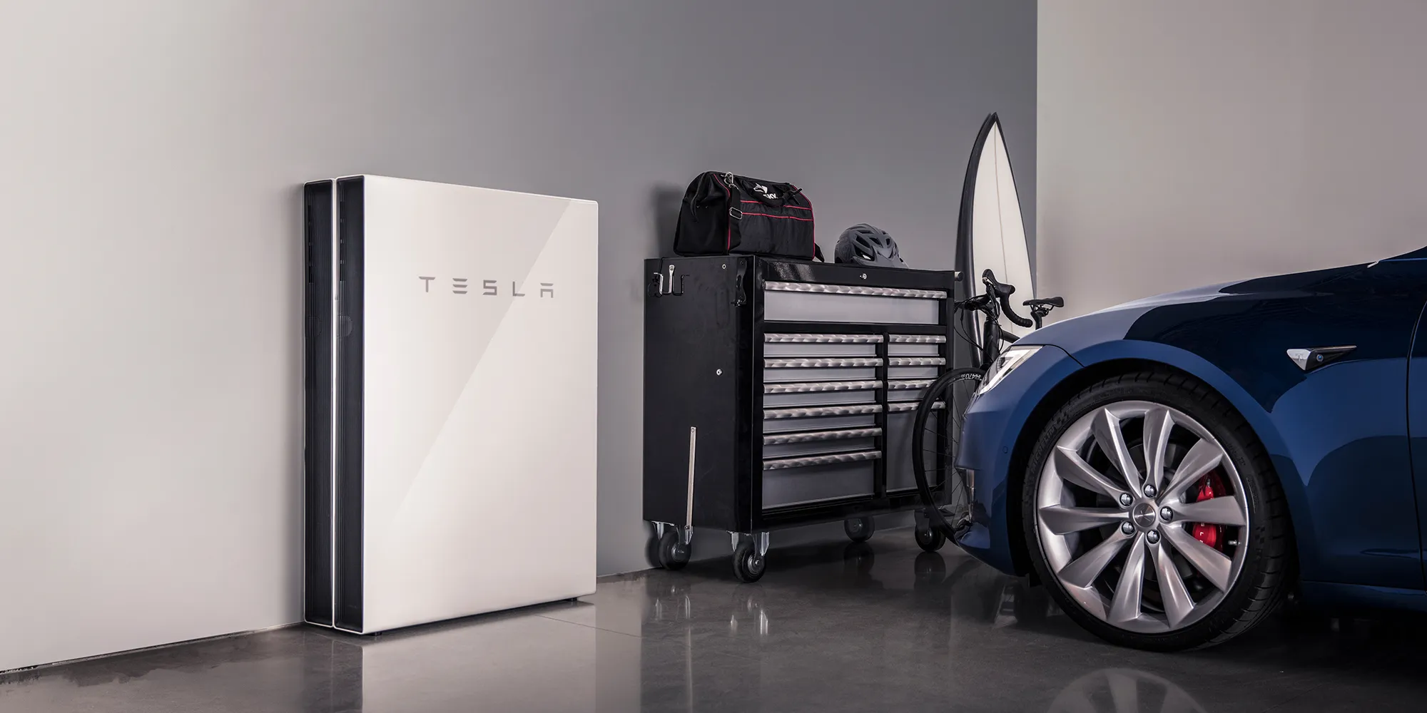 Tesla Powerwall installed in a residential garage
