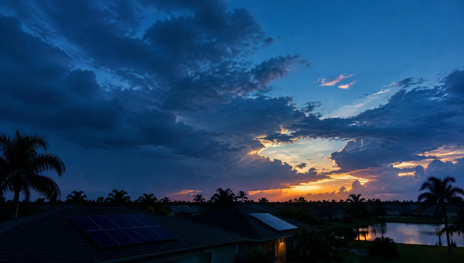 Night sky clearing after a storm